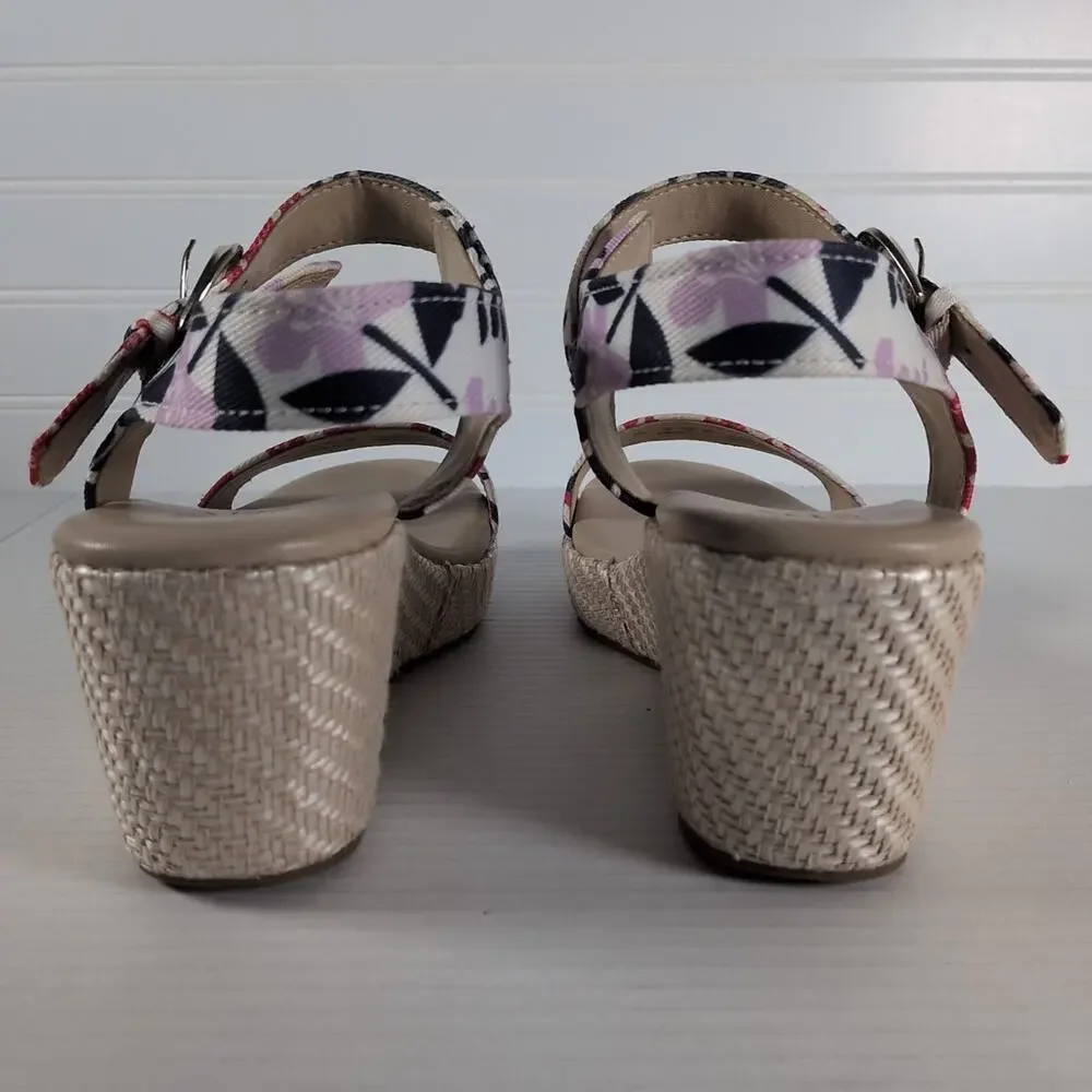 Naturalizer Stella Platform Wedge Sandals Womens 10W 10 Wide Resort Floral Print